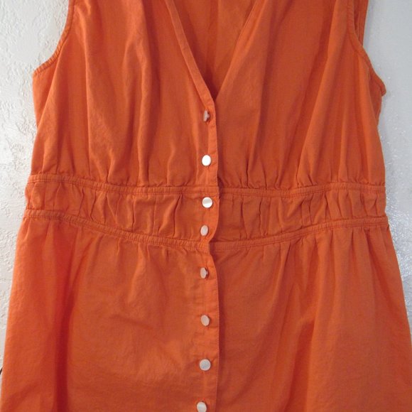 Womens Tank Top Sz M Orange Button Front - Picture 3 of 11